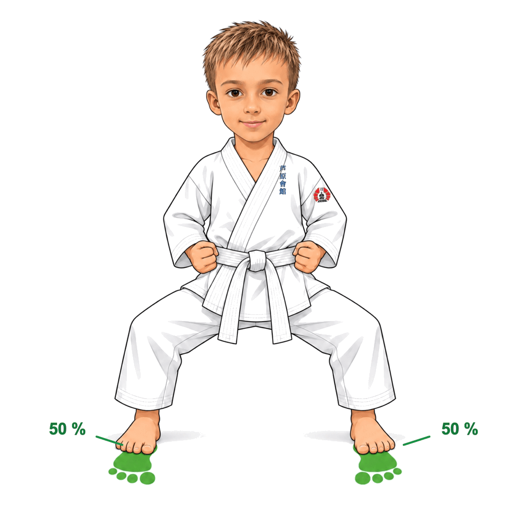 Šimon z SK Katana ukazuje postoj Kiba dachi