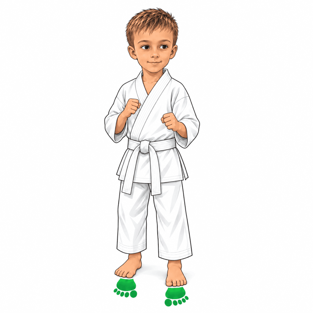 Šimon z SK Katana ukazuje postoj Moroashi-dachi