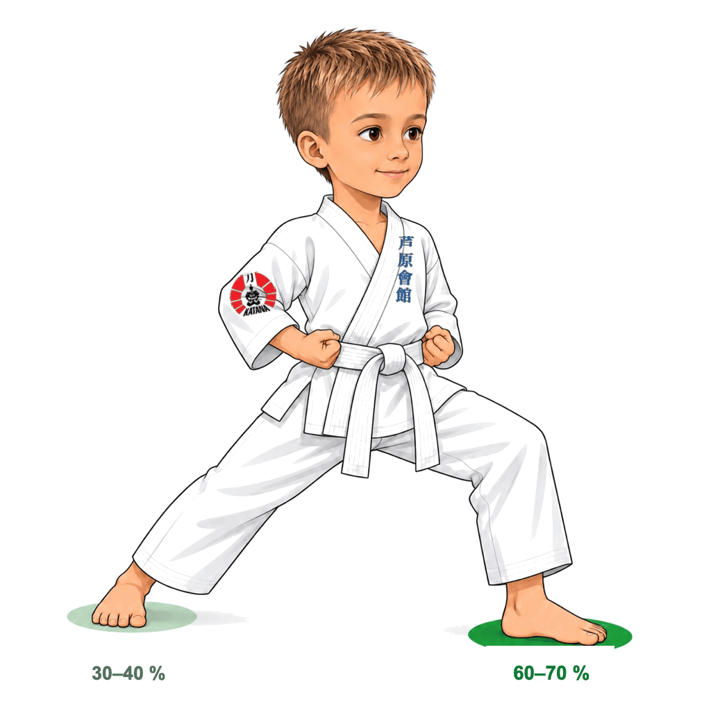 Šimon z SK Katana ukazuje postoj Zenkutsu dachi